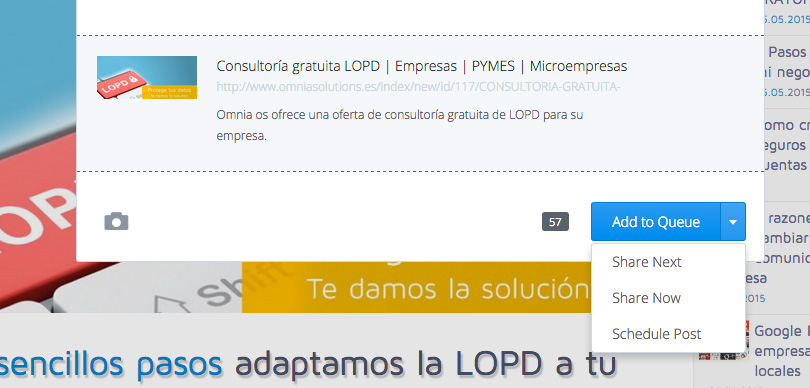 Enviar contingut amb Buffer